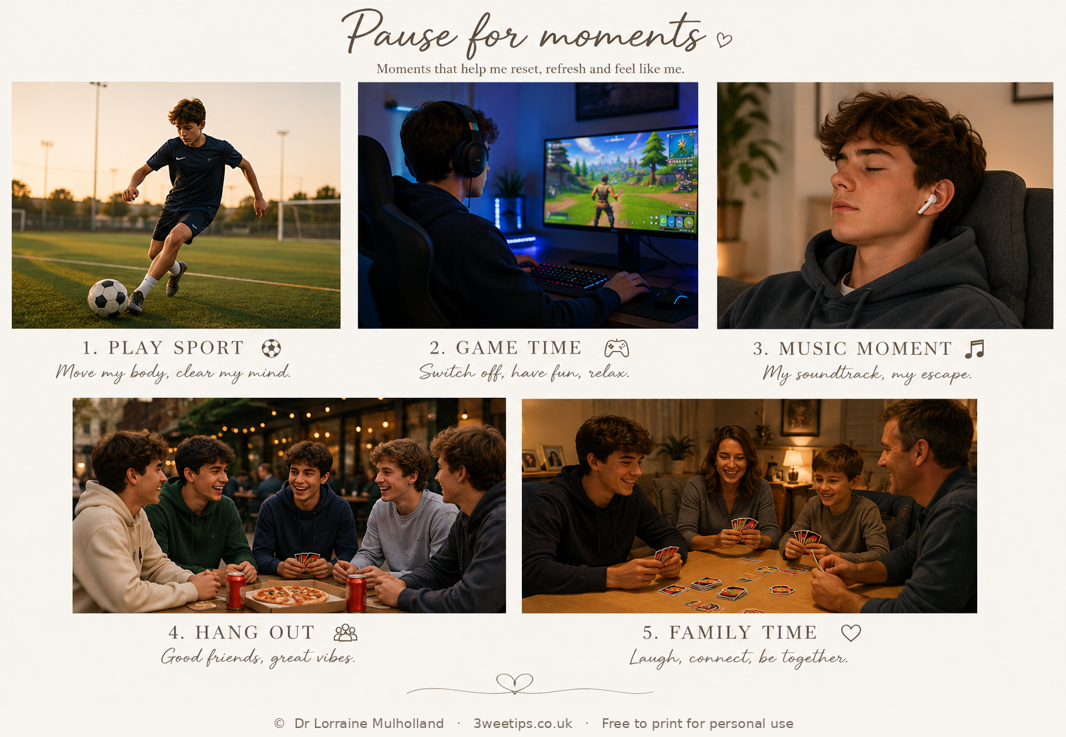 Pause for moments — calm ideas for teenagers.